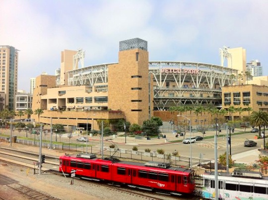 Petco trolley bridge