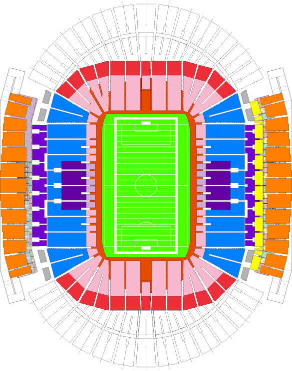 Phase IV: New end zone sections (temporary sections outlined)