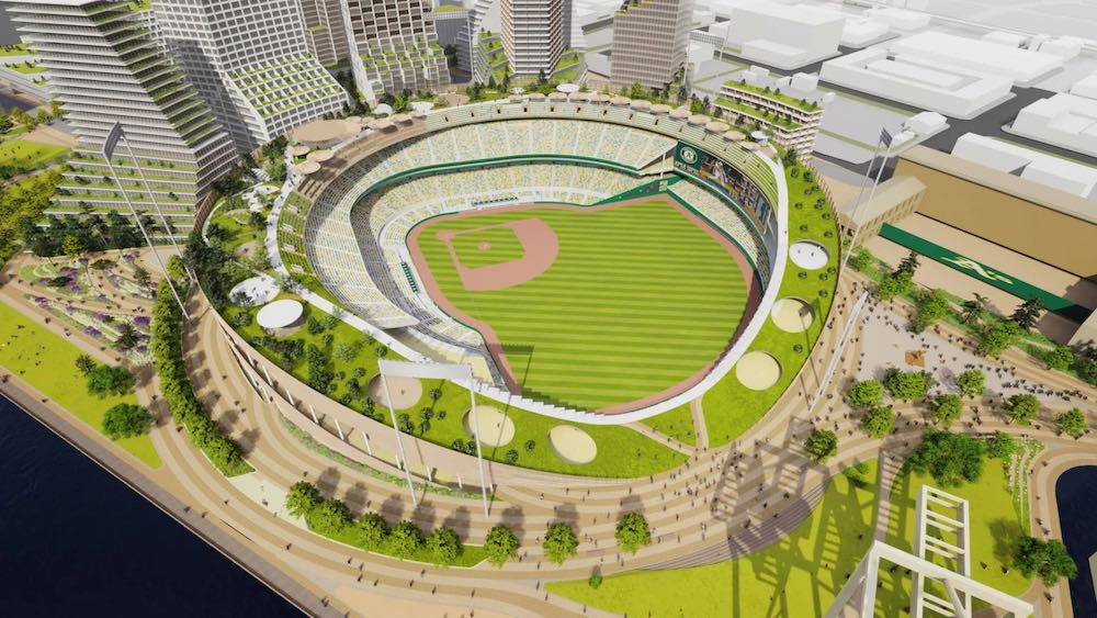 Overhead closeup of recent Howard Terminal ballpark rendering
